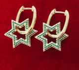 Green Star Earrings