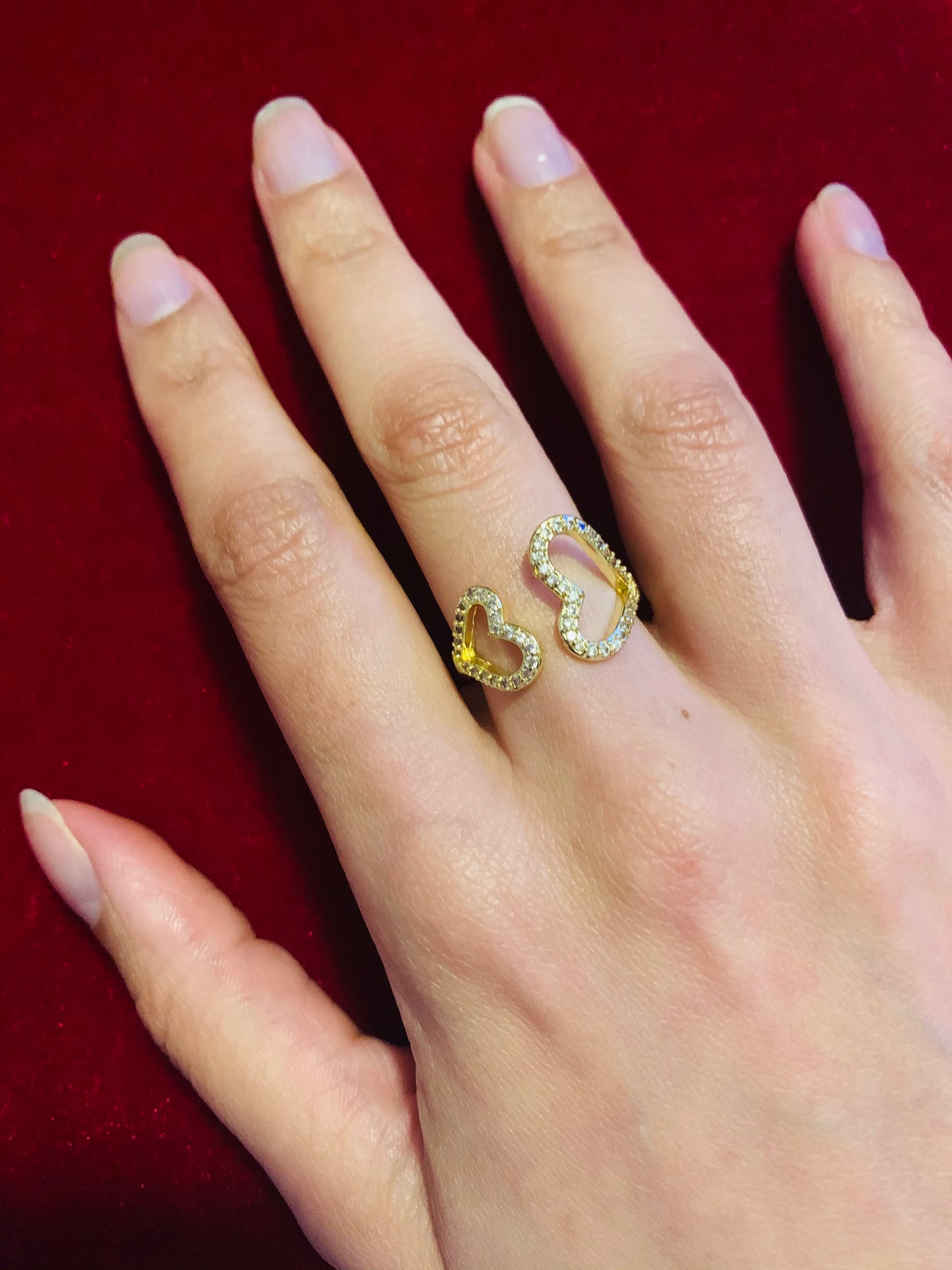14k Gold Double Heart Diamond Ring – David's House of Diamonds